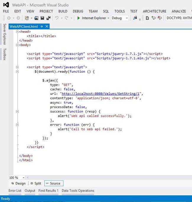 ajax call to the api
